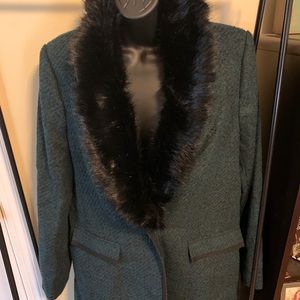 Banana Republic Italian style wool faux fur trim